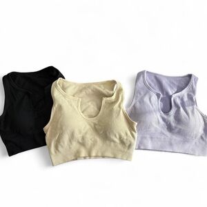 Stylish Women's Ribbed Crop Tops - Black, Cream, and Purple